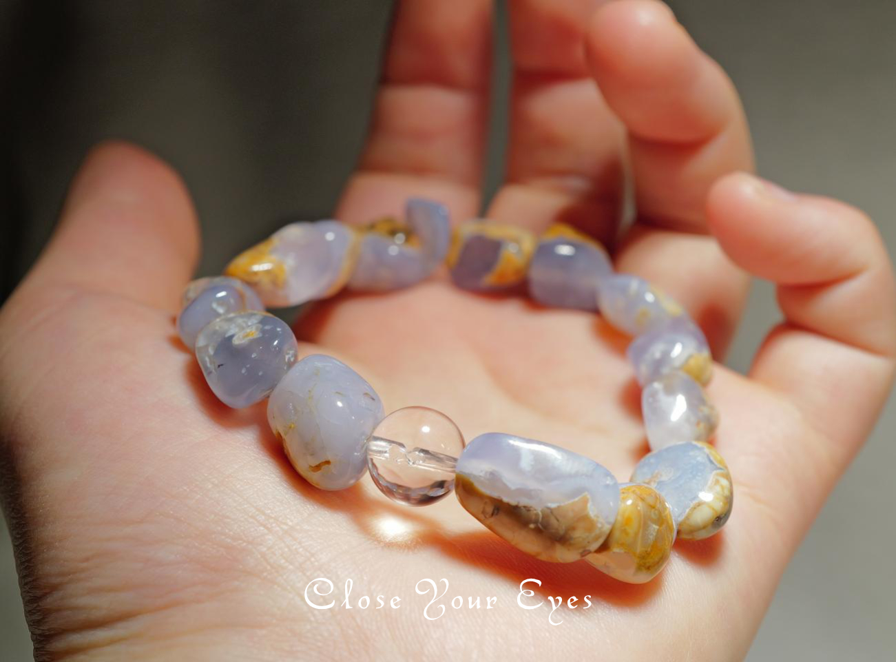 エナジーラフブレスレット　母岩付きブルーカルセドニー　０１　オンリーワンブレス