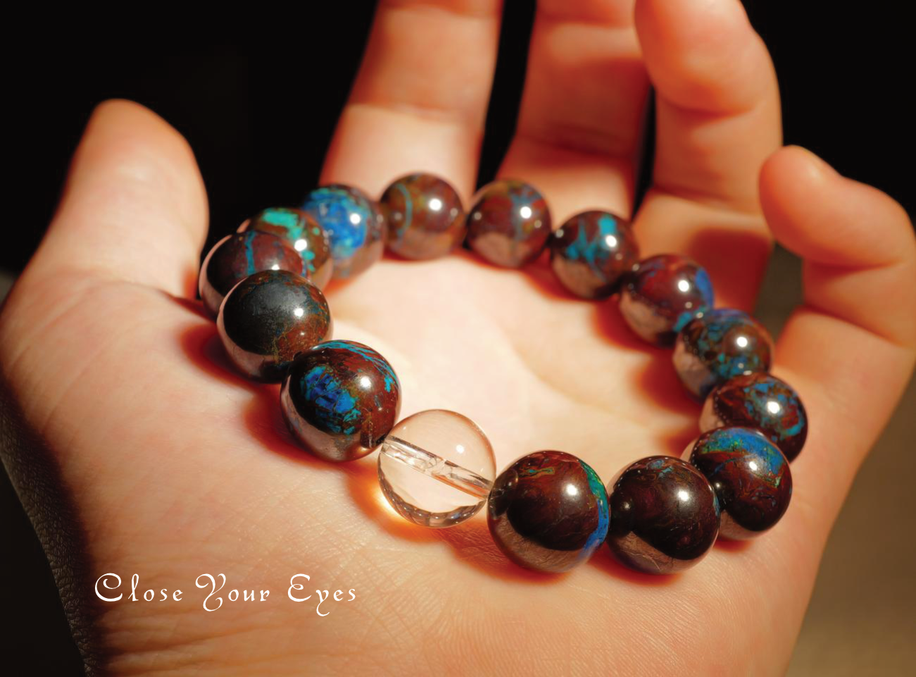 １２ｍｍエナジーブレス　母岩付きクリソコラ　０１