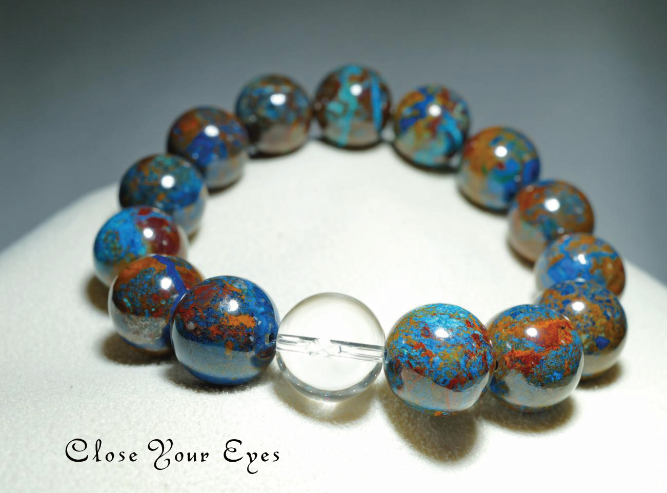 １２ｍｍエナジーブレス　母岩付きクリソコラ　０２