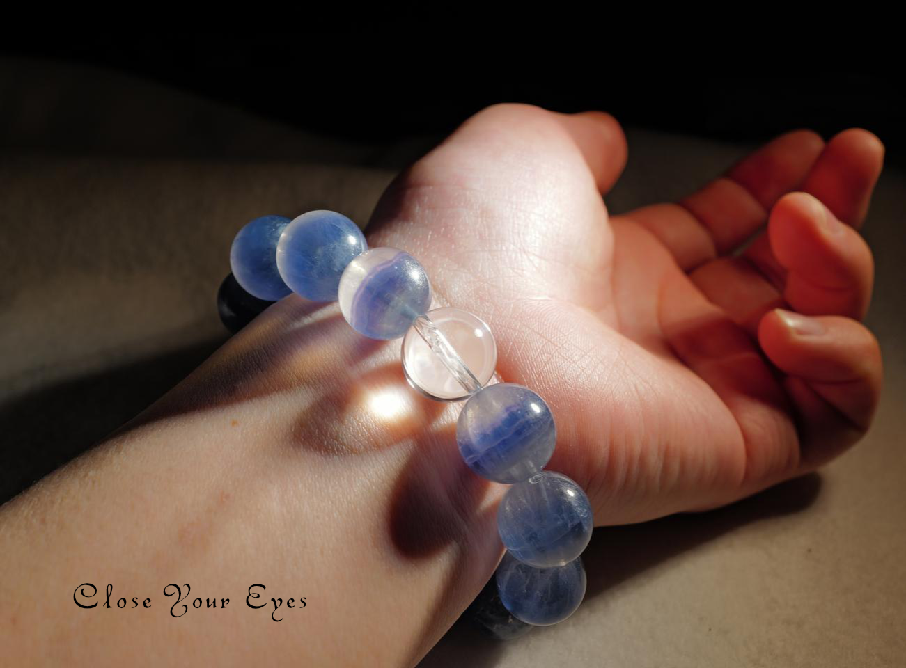 １４ｍｍエナジーブレス　バイカラーフローライト・ブルー　０２