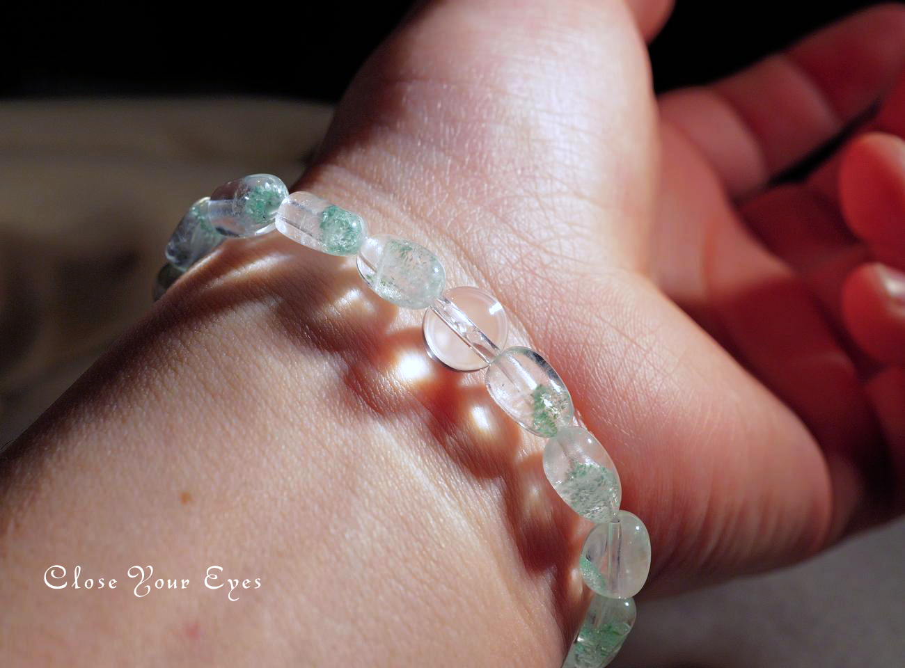 エナジーラフブレス　フックサイトinクォーツ（グリーンファントムクォーツ）　０１