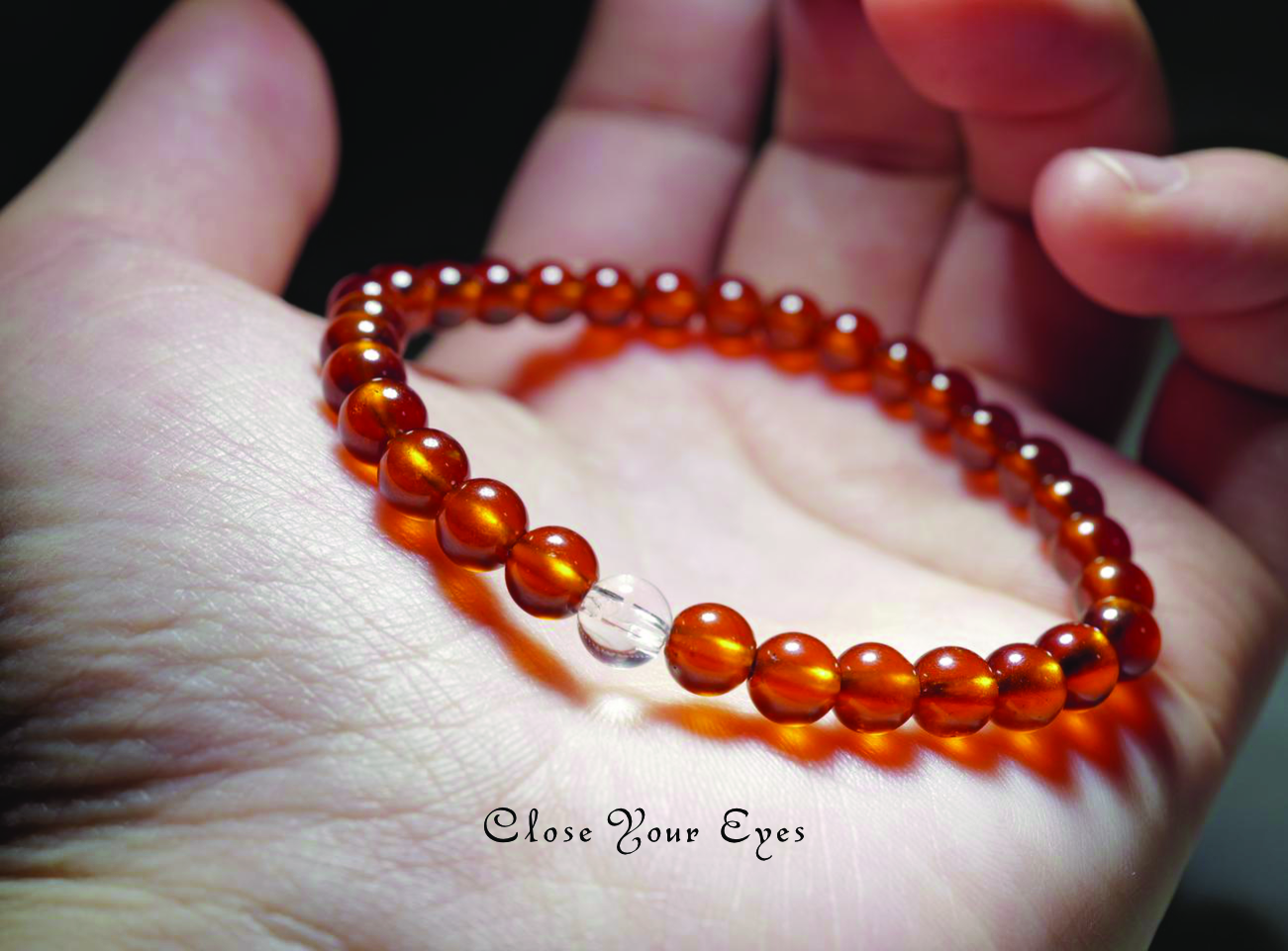 ６ｍｍエナジーブレスレット　オレンジガーネット（ヘソナイト）　０３