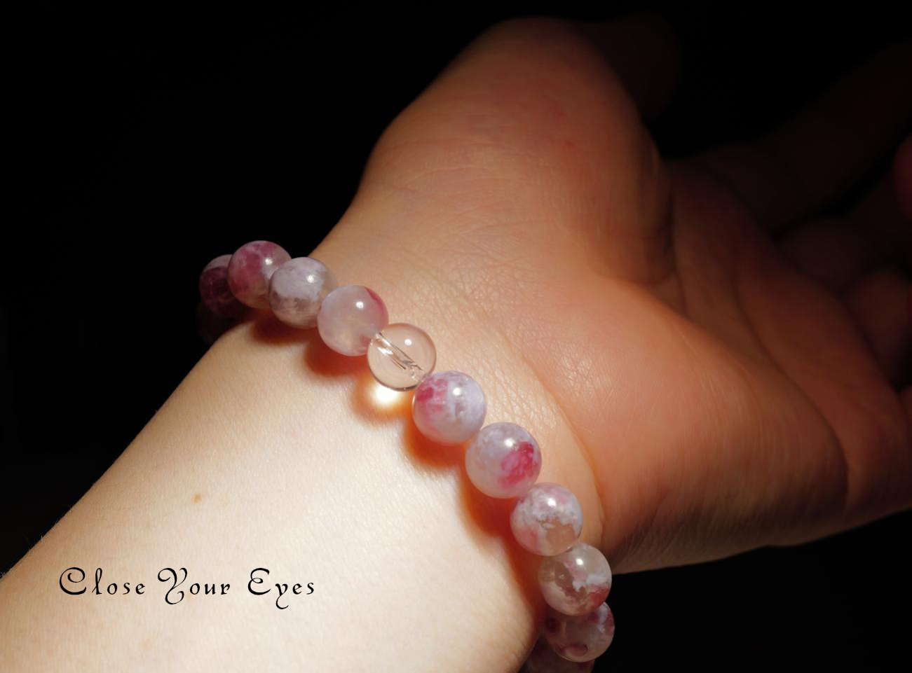 ８ｍｍエナジーブレス　ピンクトルマリンinリピドライト　０１