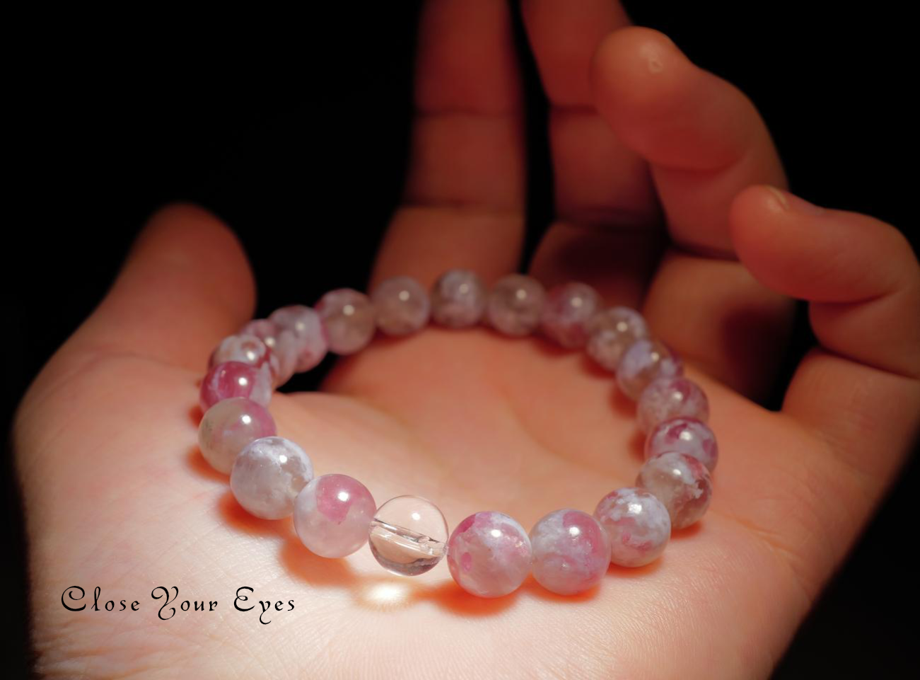 ８ｍｍエナジーブレス　ピンクトルマリンinリピドライト　０１