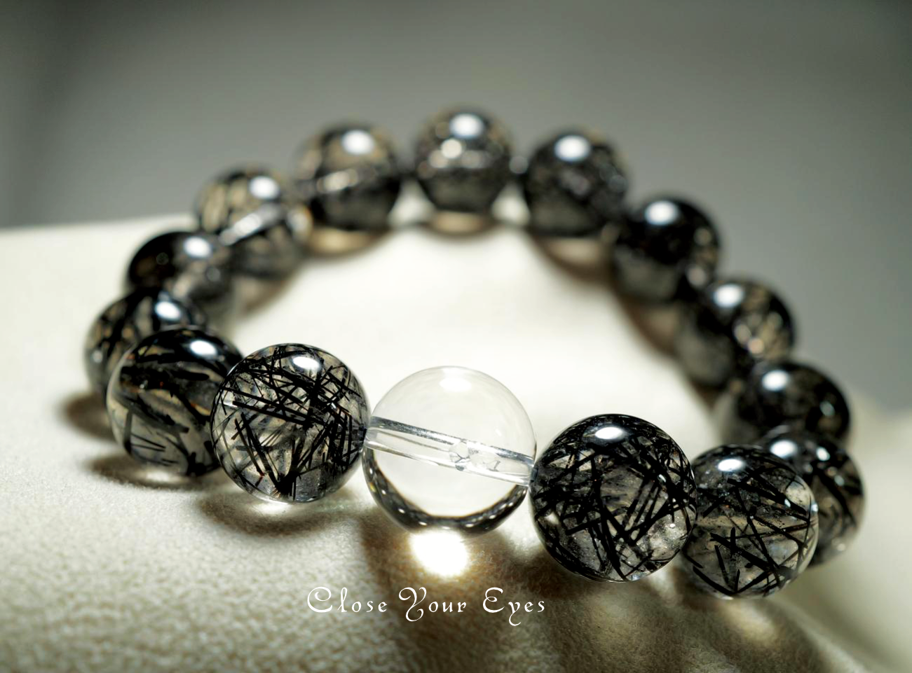 １２ｍｍエナジーブレス　ブラックルチルクォーツ（ブラックトルマリンinクォーツ）　レアな石達