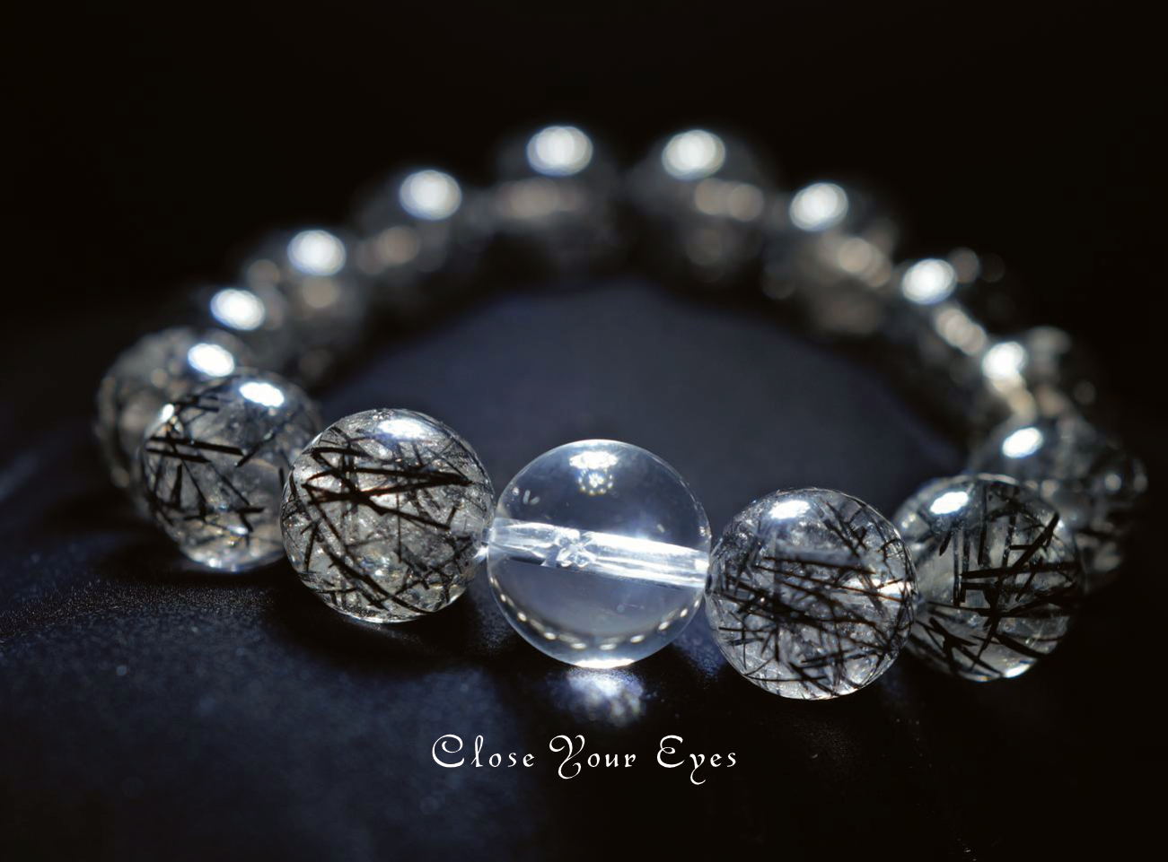 １２ｍｍエナジーブレス　ブラックルチルクォーツ（ブラックトルマリンinクォーツ）　レアな石達