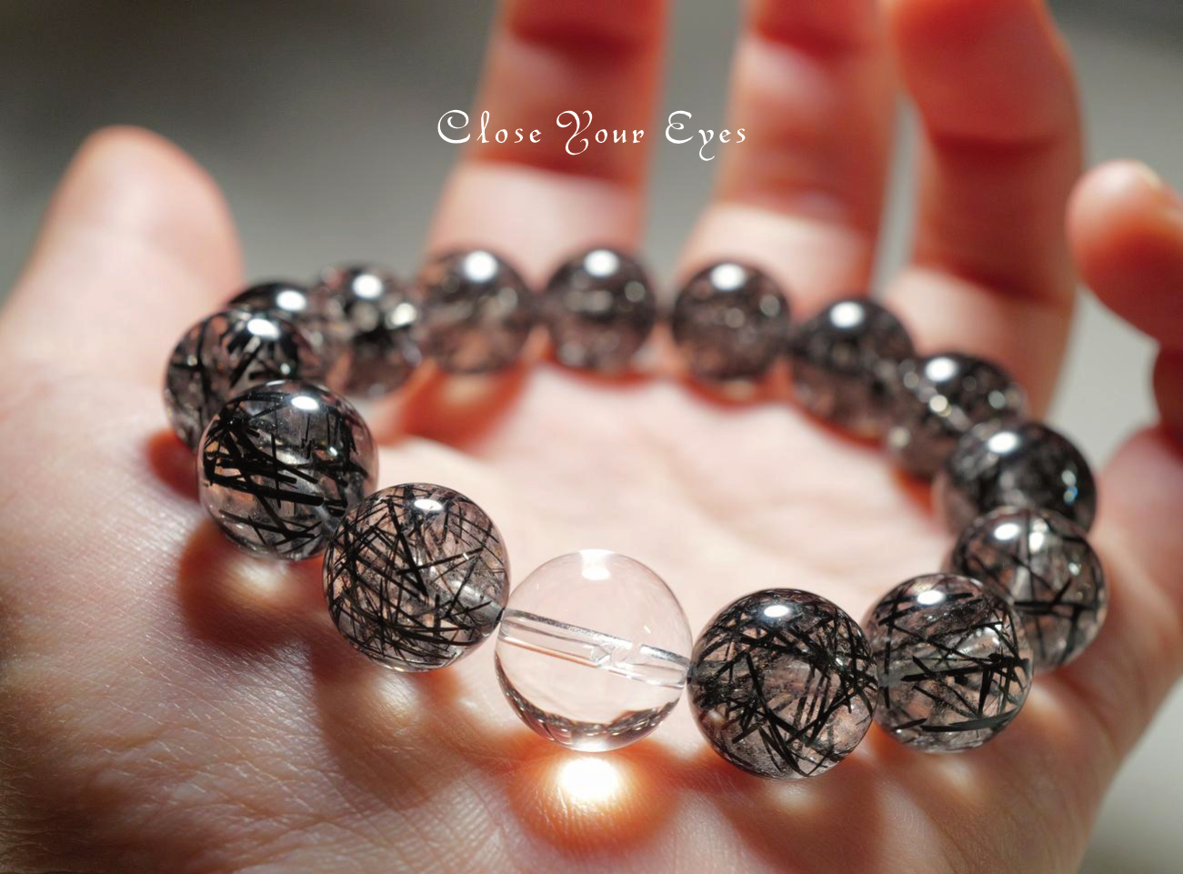 １２ｍｍエナジーブレス　ブラックルチルクォーツ（ブラックトルマリンinクォーツ）　レアな石達