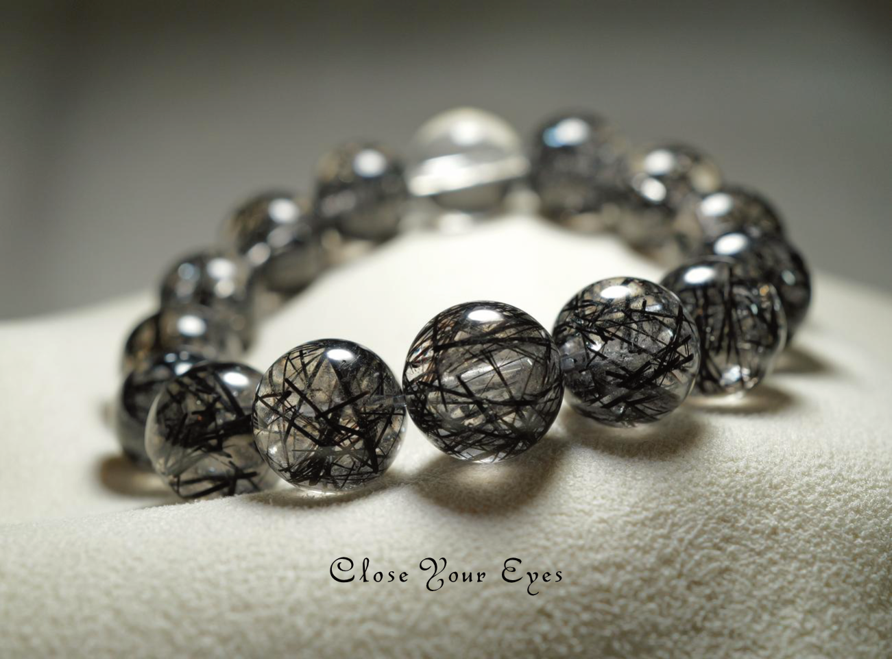 １２ｍｍエナジーブレス　ブラックルチルクォーツ（ブラックトルマリンinクォーツ）　レアな石達