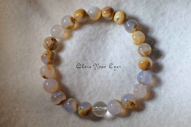 ～母岩付きブルーカルセドニー～　８ｍｍエナジーブレス　2026GWチャリティブレス