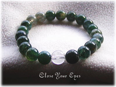 ハイパーエナジーブレス８ミリ定番　モスアゲート