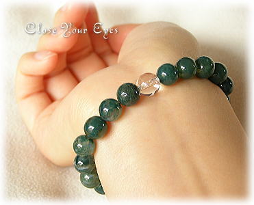 ハイパーエナジーブレス８ミリ定番　モスアゲート