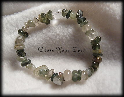 グリーンアクティノライト・イン・クォーツ　ラフブレス