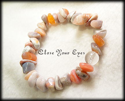 ハイパーエナジーブレスレット　ピンクボツワナめのう ラフ