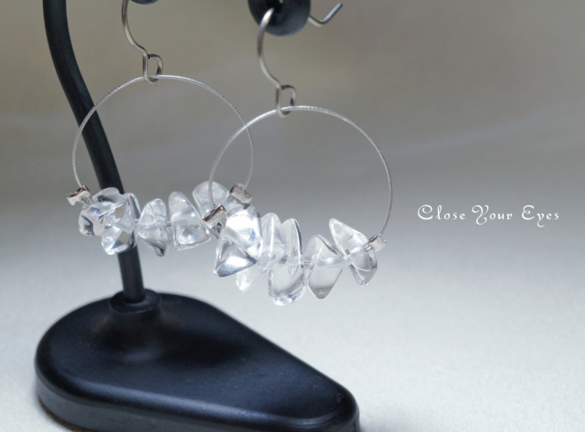 本水晶 デザインピアス 03