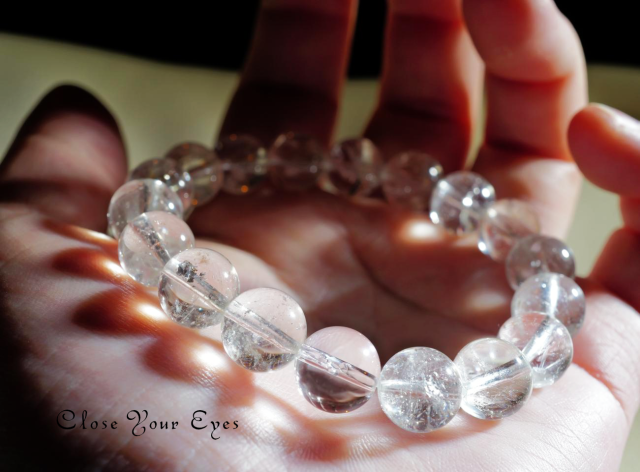 １０ｍｍエナジーブレス　ヒマラヤ産ホワイト・アクアマリン　０１　オンリーワンブレス