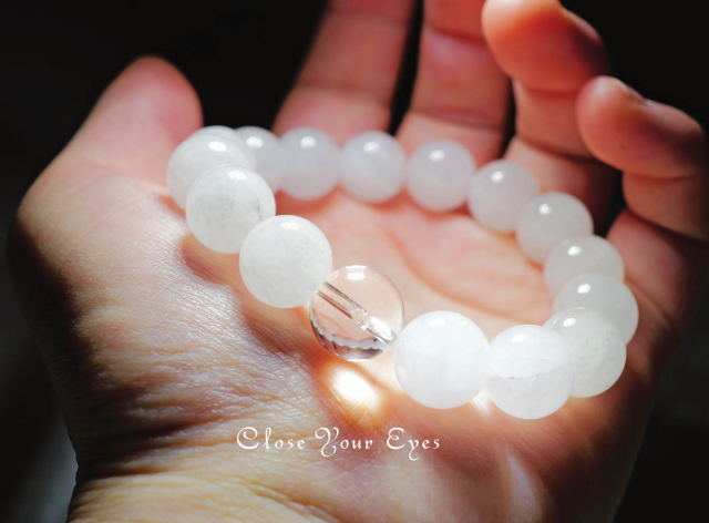 １２ｍｍエナジーブレス　オーストラリアンスノークォーツ　０１　オンリーワンブレス