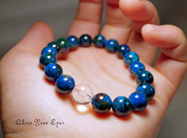 9.5ｍｍエナジーブレスレット　アズライトマラカイト　０１　オンリーワンブレス