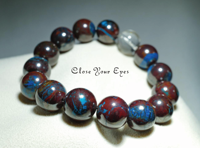 １２ｍｍエナジーブレス　母岩付きクリソコラ　０１　オンリーワンブレス