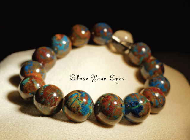 １２ｍｍエナジーブレス　母岩付きクリソコラ　０２　オンリーワンブレス