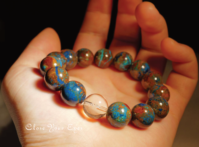 １２ｍｍエナジーブレス　母岩付きクリソコラ　０２　オンリーワンブレス