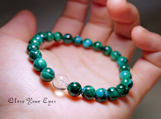 ７ｍｍエナジーブレスレット　クリソコラマラカイト　０２　オンリーワンブレス