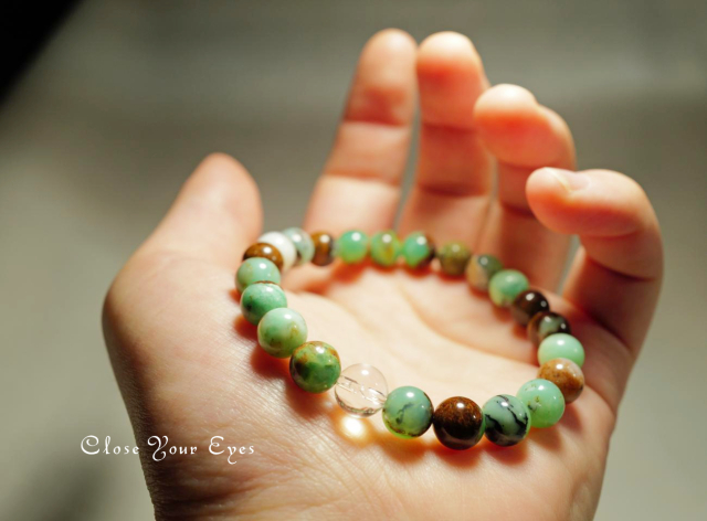 8mmエナジーブレス クリソプレーズ母岩付き 01 オンリーワンブレス