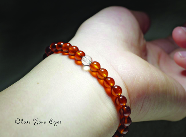 ６ｍｍエナジーブレス　オレンジガーネット（ヘソナイト）０１　オンリーワンブレス