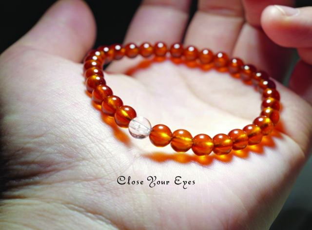 ６ｍｍエナジーブレス　オレンジガーネット（ヘソナイト）０１　オンリーワンブレス