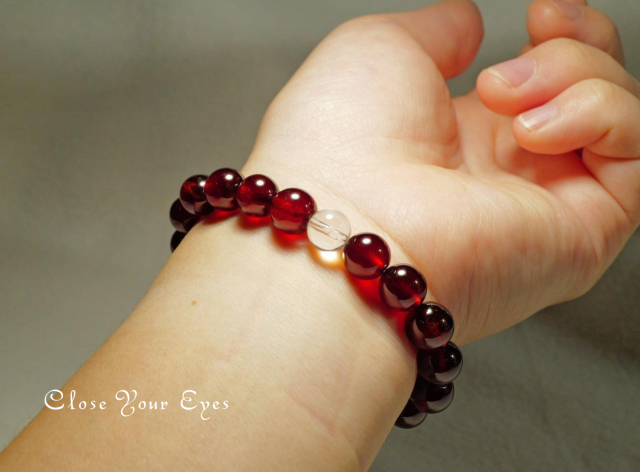 9mmエナジーブレス　オレンジガーネット（ヘソナイト）０１　オンリーワンブレス