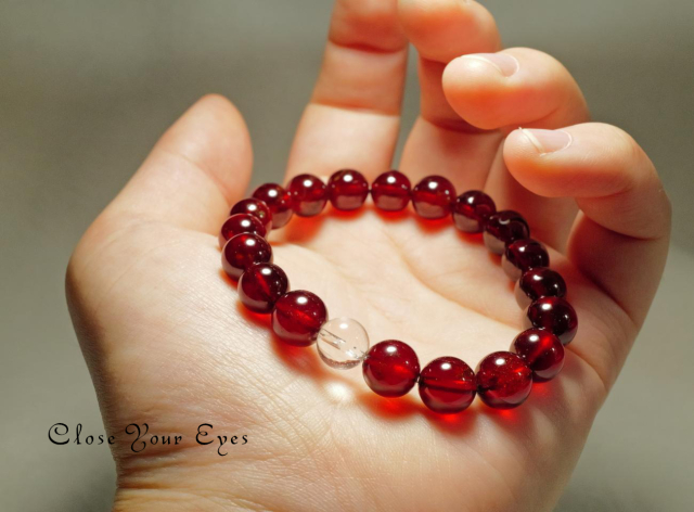 9mmエナジーブレス　オレンジガーネット（ヘソナイト）０１　オンリーワンブレス