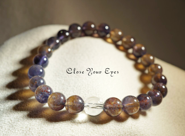 7.5ｍｍエナジーブレス　ブラッドショットアイオライト　０１　オンリーワンブレス