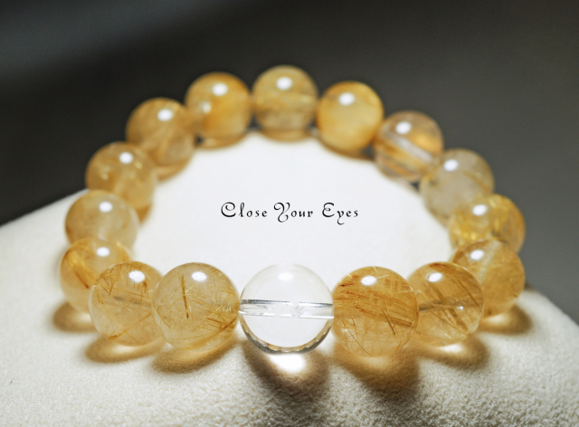 １２ｍｍエナジーブレス　金のルチルクォーツ　１３　オンリーワンブレス