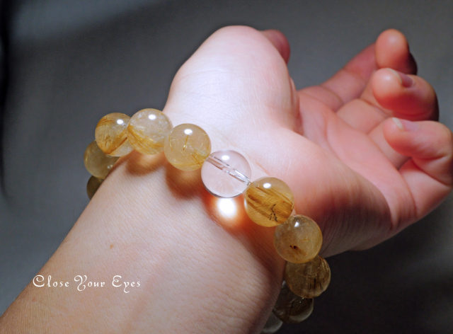 １２ｍｍエナジーブレス　金のルチルクォーツ　１３　オンリーワンブレス