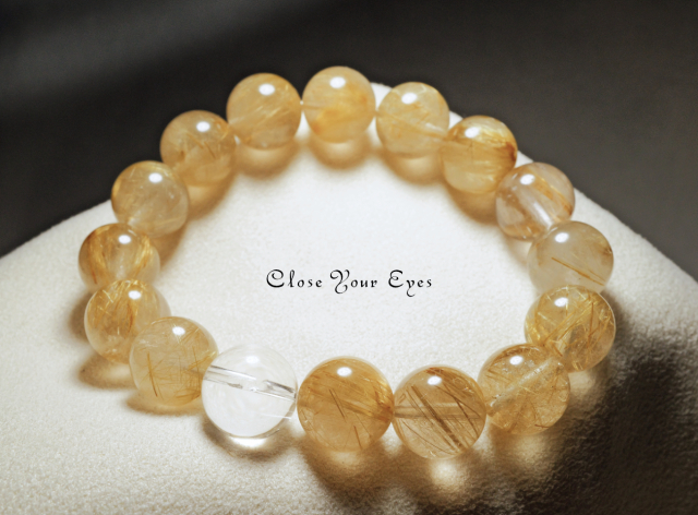 １２ｍｍエナジーブレス　金のルチルクォーツ　１３　オンリーワンブレス