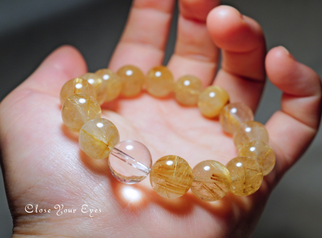 １２ｍｍエナジーブレス　金のルチルクォーツ　１３　オンリーワンブレス