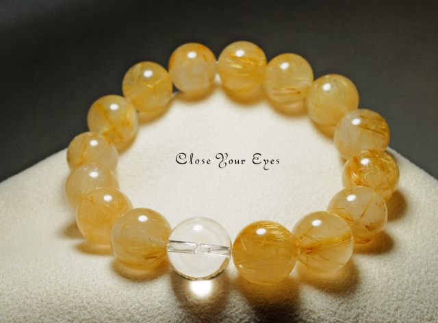 １２ｍｍエナジーブレス　金のルチルクォーツ　１４　オンリーワンブレス