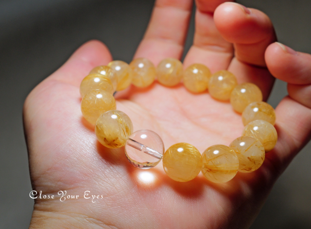 １２ｍｍエナジーブレス　金のルチルクォーツ　１４　オンリーワンブレス