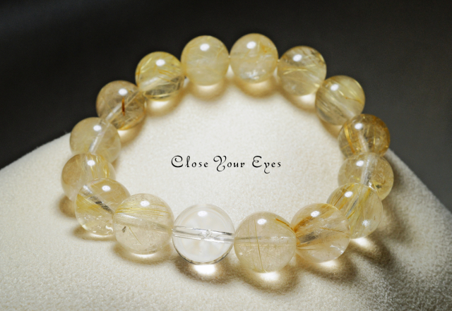 １２ｍｍエナジーブレス　金のルチルクォーツ　１５　オンリーワンブレス