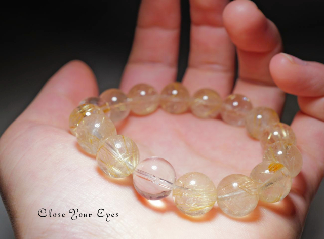 １２ｍｍエナジーブレス　金のルチルクォーツ　０２　オンリーワンブレス