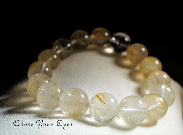 １２ｍｍエナジーブレス　金のルチルクォーツ　０１　オンリーワンブレス