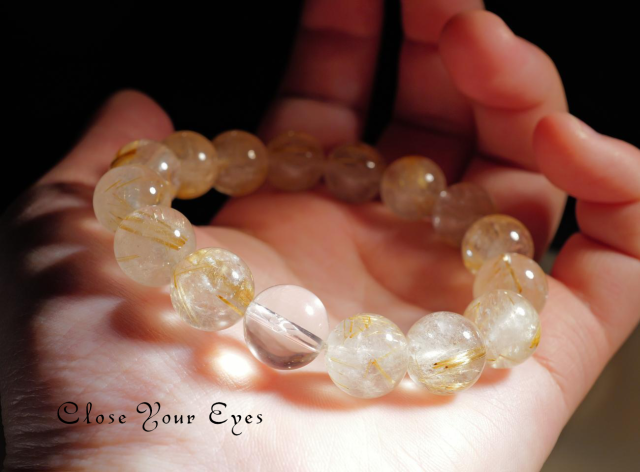 １２ｍｍエナジーブレス　金のルチルクォーツ　０３　オンリーワンブレス