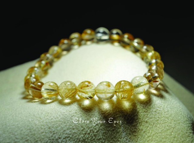 ７ｍｍエナジーブレス　金のルチルクォーツ　０２　オンリーワンブレス