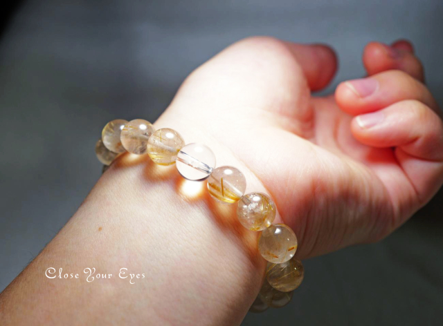 10mmエナジーブレス　金のルチルクォーツ　０２　オンリーワンブレス