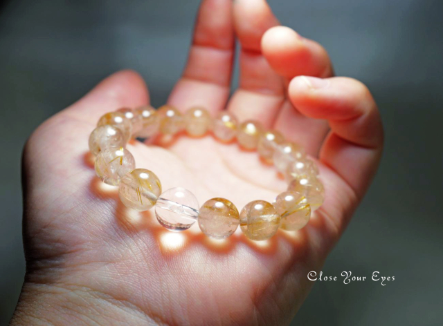 10mmエナジーブレス　金のルチルクォーツ　０２　オンリーワンブレス