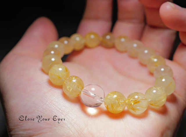 10mmエナジーブレス　金のルチルクォーツ　０３　オンリーワンブレス