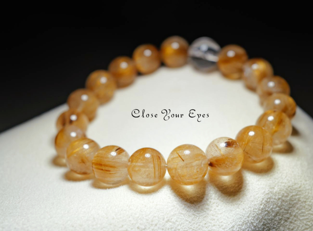 10mmエナジーブレス　金のルチルクォーツ　０４　オンリーワンブレス