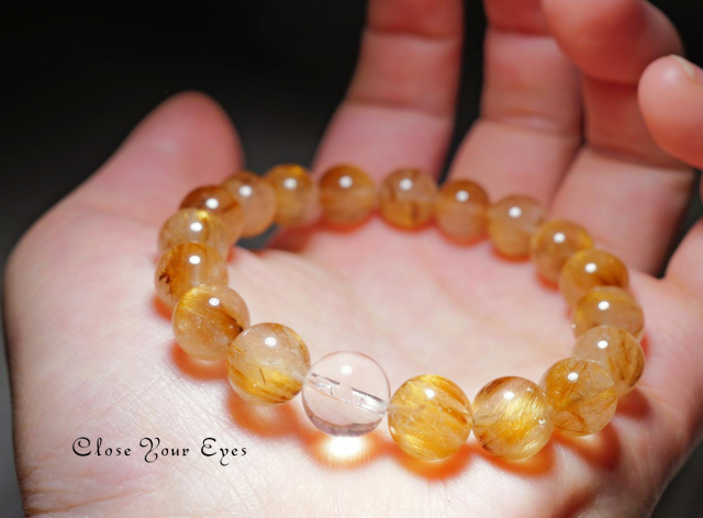 10mmエナジーブレス　金のルチルクォーツ　０４　オンリーワンブレス