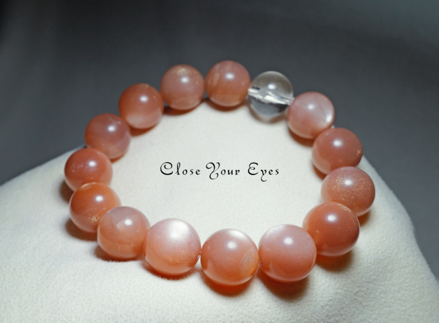 １２ｍｍエナジーブレス　オレンジムーンストーン　オンリーワンブレス