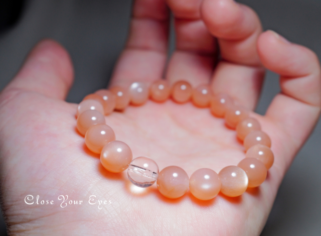 ８ｍｍエナジーブレス　オレンジムーンストーン　オンリーワンブレス