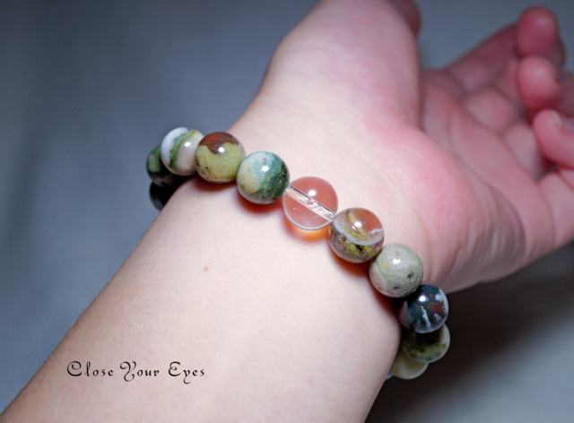 １０ｍｍエナジーブレス　ホワイトスレイマン(碧）　０１　オンリーワンブレス